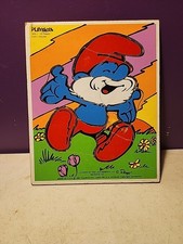 Papa Smurf Playskool woodboard puzzle 1982 Wallace Berrie 12 pieces Peyo