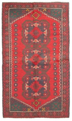 Vintage Geometric Area Rug 3'7'' x 6'2'' Traditional Hand-Knotted Wool Carpet