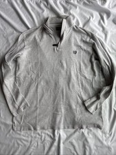 Chaps Men  s Pullover Size XL White Grey Long Sleeve 1/4 Zip