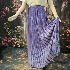 Vintage 1970s Skirt Maxi Floor Length Pleated Purple