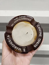 VTG Thick Amber Glass CACCAVALE S.O.S. GIUSEPPE ADVERTISING ASHTRAY NAPOLI ITALY