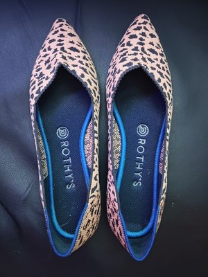 Rothy s Ballet The Point Spotted Leopard Animal Print Slip On Shoes Women's 8.5