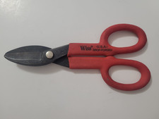 Vintage 1970's Wiss A-13 Tin Snips For Straight Cuts With Red Rubber Handles 7"