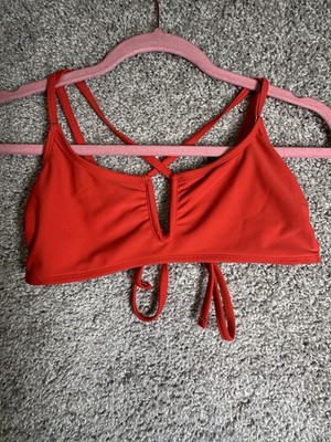 Xhilaration Bikini Top Medium Red Strappy Back Cutout Tie Front Swim