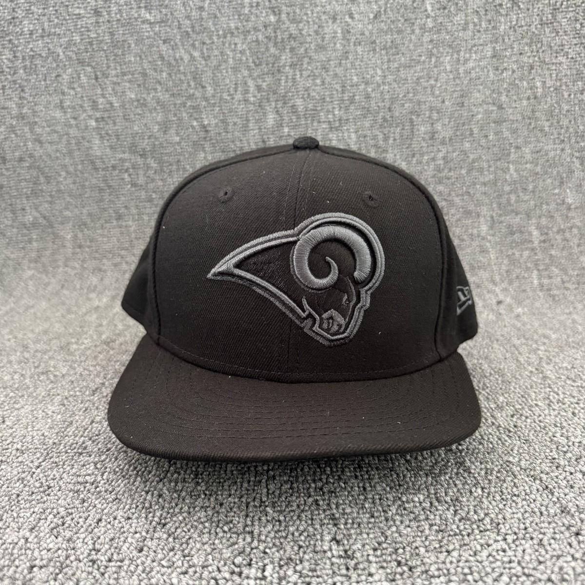 New Era Los Angeles Rams NFL Black Fitted Flat Brim Hat Cap
