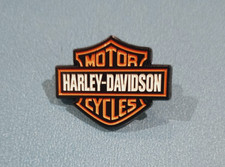 Retro Harley-Davidson motorbike Pin Badge With Neon Orange Outline 23.1mm x 30mm
