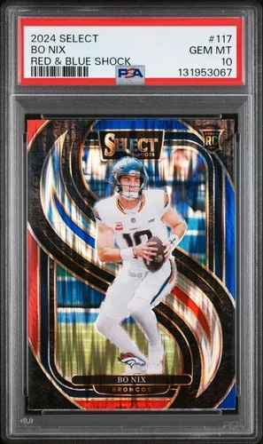 2024 PANINI SELECT RED & BLUE SHOCK #117 BO NIX ROOKIE RC PSA 10