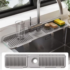 24 Inch Silicone Faucet Mat for Kitchen Sink Splash Guard - 6 Slope Water