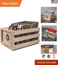 Lightweight Vinyl Storage Crate - Supports Up to 75 Albums in Natural Finish
