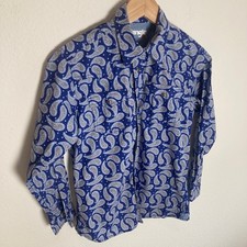 Wrangler Western Shirt Womens L Blue 20X Paisley Pearl Snap Stretch Cowgirl