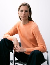 Marks & Spencer Damen Pfirsich Kaschmir Rundhals Langarm Pullover - M&S