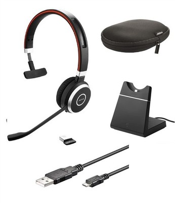 Jabra Evolve 65 Mono Headset MS / UC mit / ohne Zubehör / Ladestation Deskstand