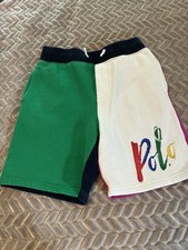 Polo Ralph Lauren Boys Medium 10-12 Color Block Fleece Shorts Logo Drawstring