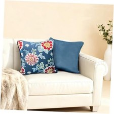 Outdoor Reversible Pillow Covers ONLY, 18x18 18" x 18" Pack of 2 Blue Floral