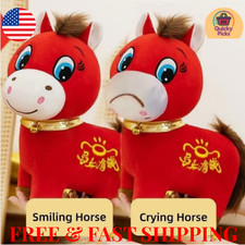 Year of The Horse 2026 Plush,Funny Smiling/Crying Horse Plushie Figurine 