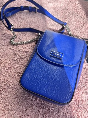 Leather DKNY Blue North South Leather Strap Phone Bag/ Purse/ Crossbody