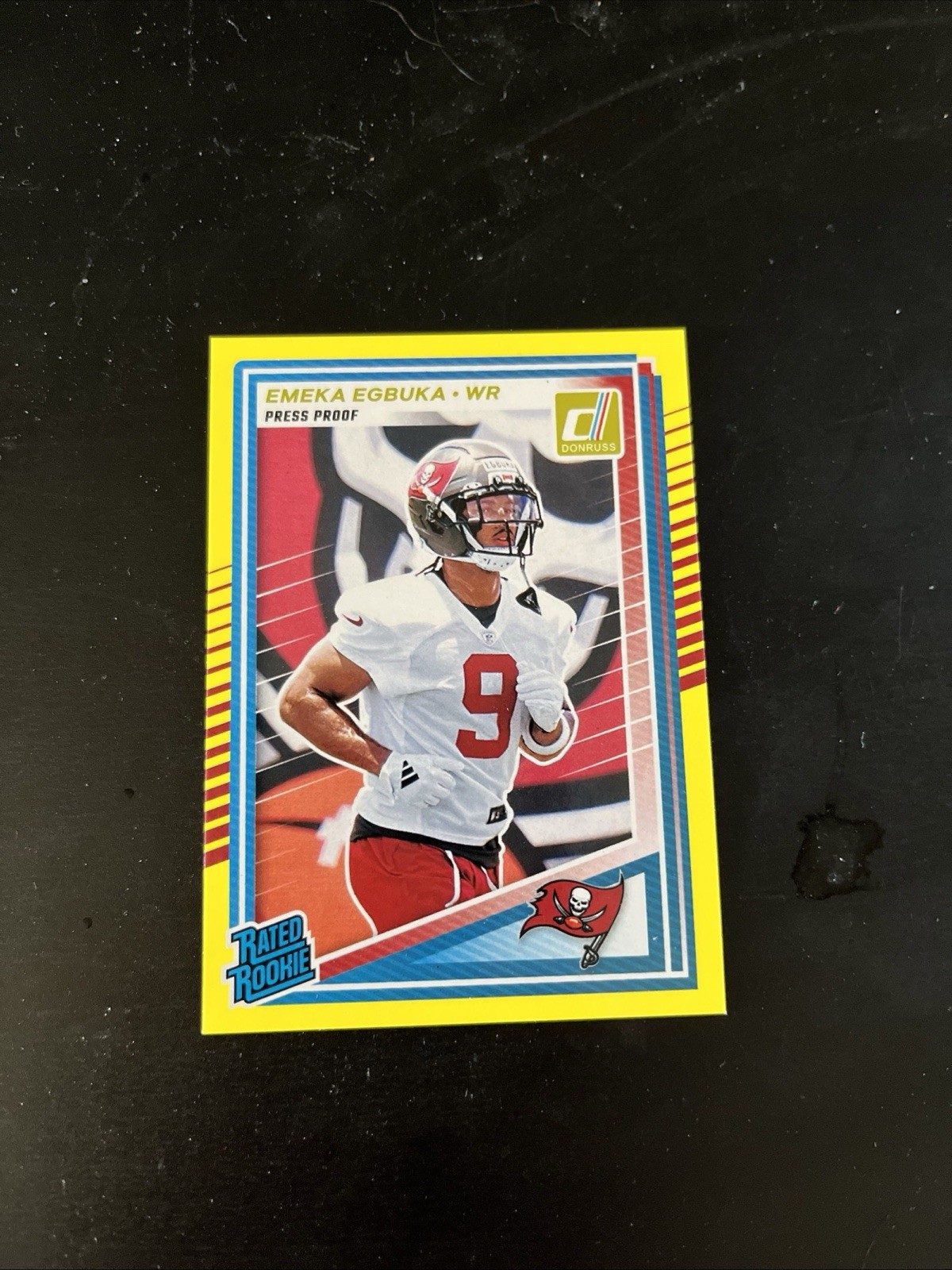 Emeka Egbuka RC 2025 Donruss Yellow Press Proof Rated Rookie #375 Buccaneers SP