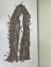 Women s Rectangular Taupe Sheer Scarf Floral Rose Designs With Fringe 68 By 7