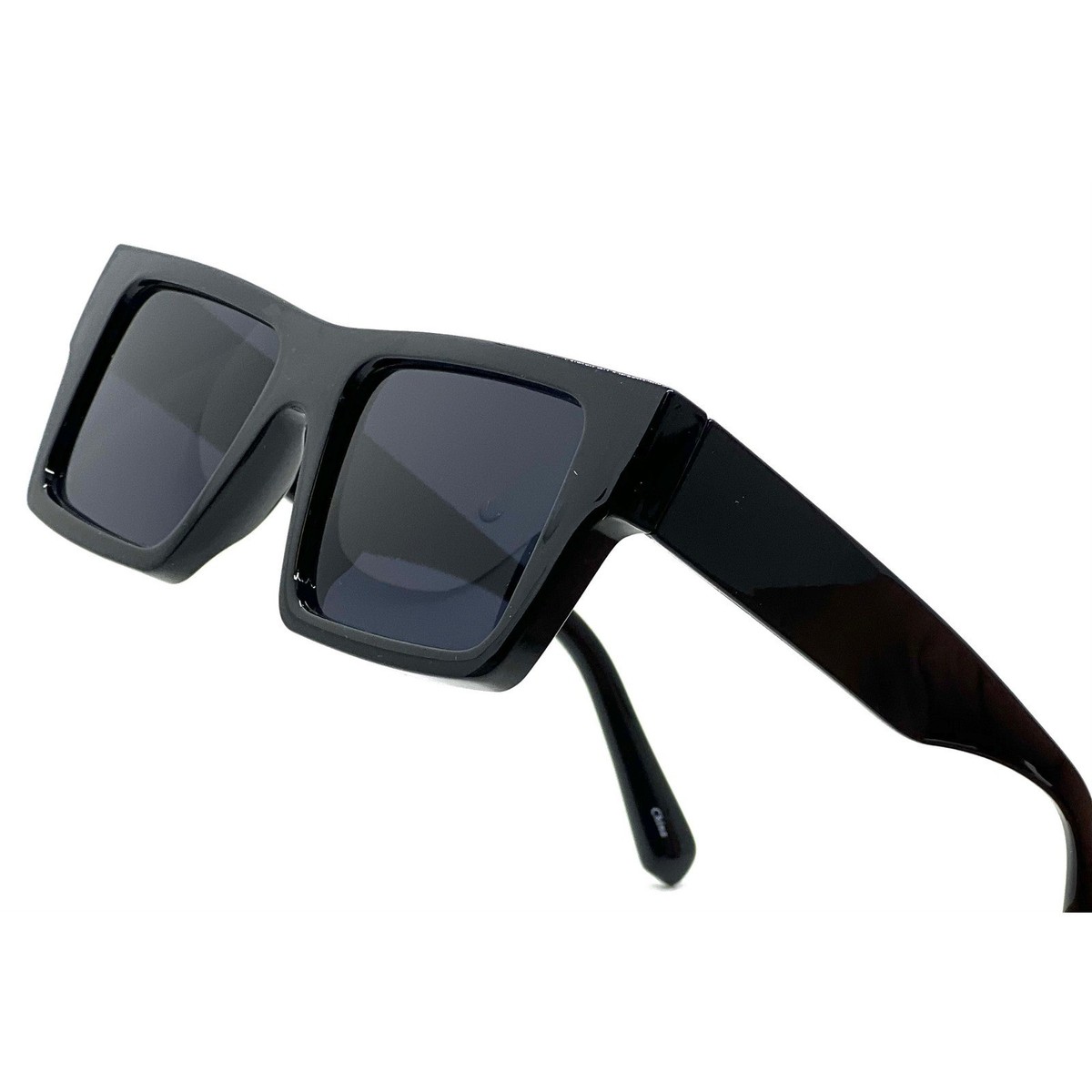 Black Rectangular Sunglasses Retro Fashion Statement Sun 