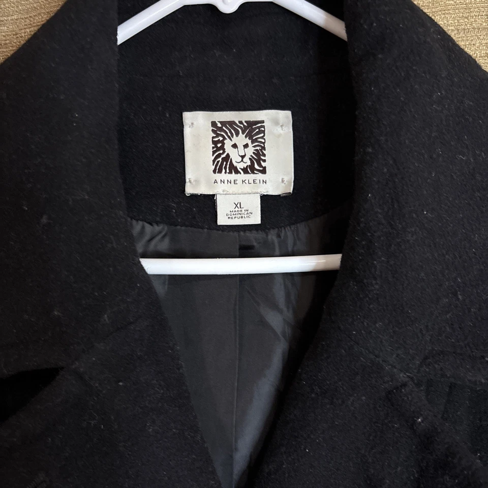 Anne Klein Womens Black Wool Pea Coat Double-Breasted Fully Lined Size XL - Image 2 of 4