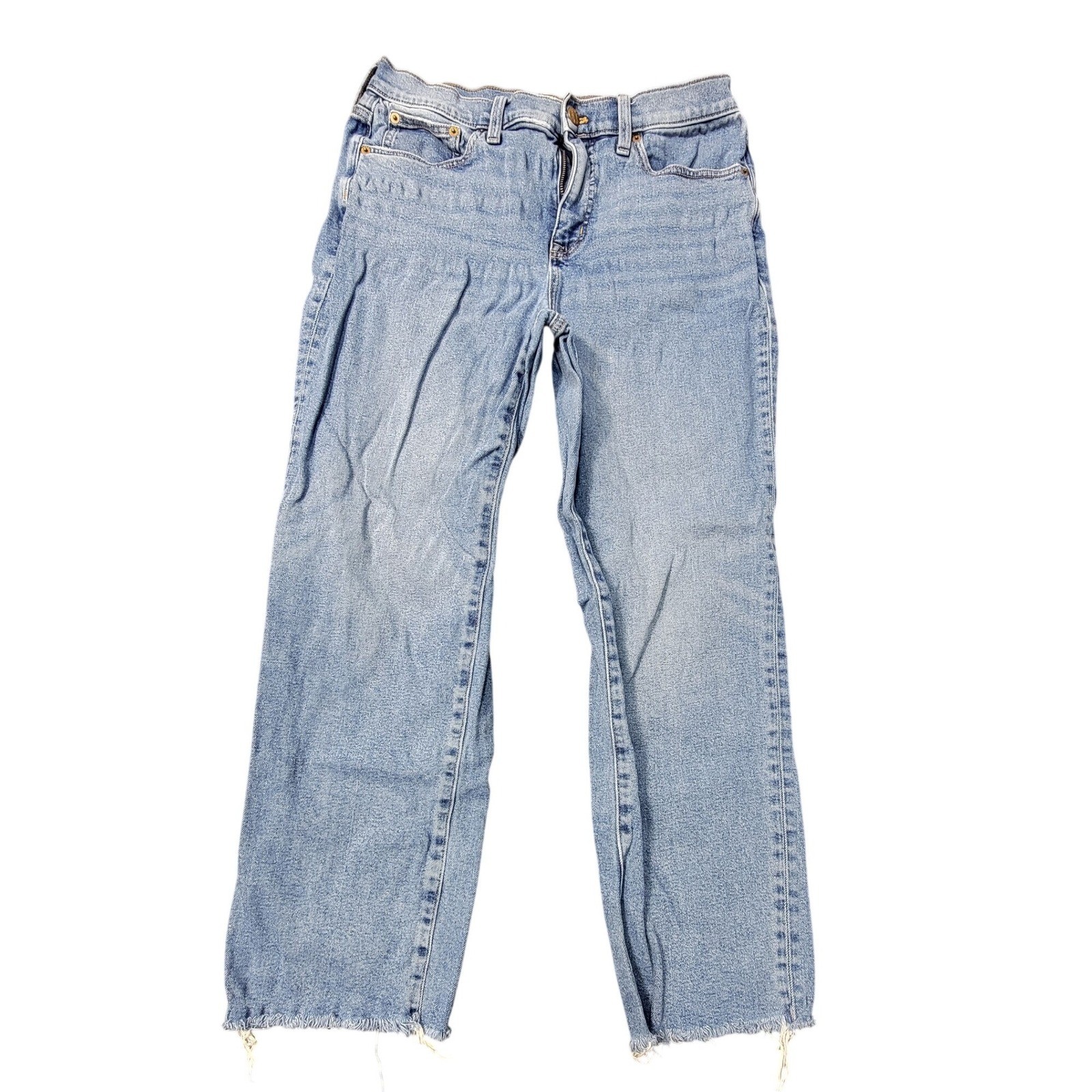 J.Crew Essential Straight Light Wash Raw Hem Denim Jeans Women 29