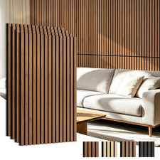 Art3d 47 x 23.6 Inch Acoustic Wood Slat Design Wall Panels, 4-Pack, Walnut
