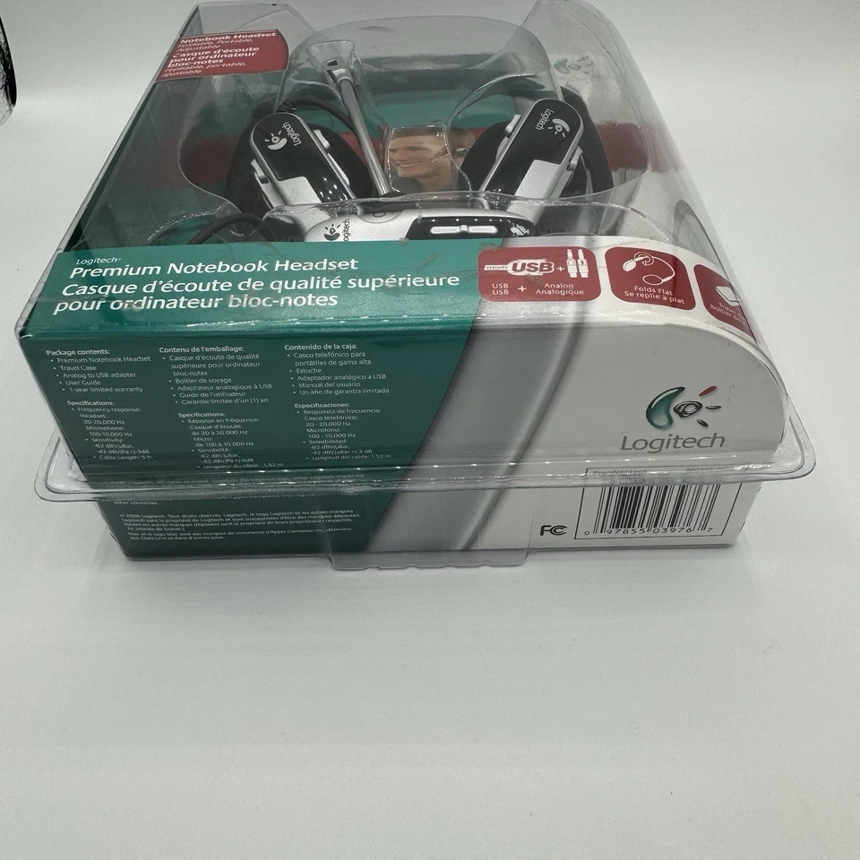 Logitech Premium Notebook Silver/Black Neckband Headset - Image 3 of 4