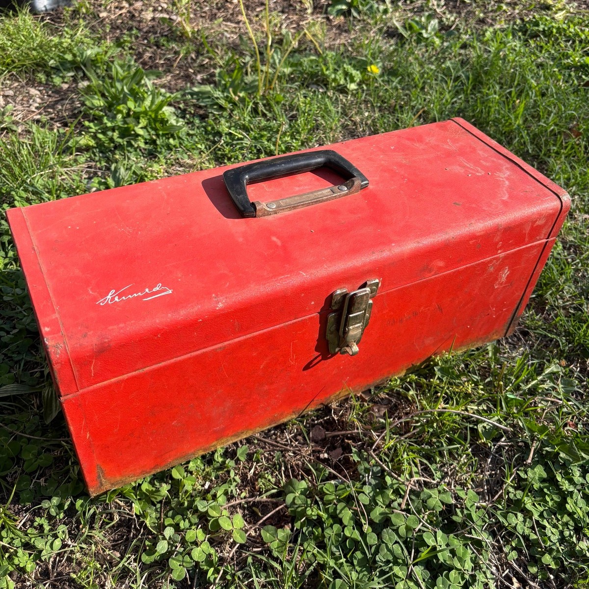 Vtg Kennedy KK-19 Red Metal Tool Box w/ Tray 19x7x7.5