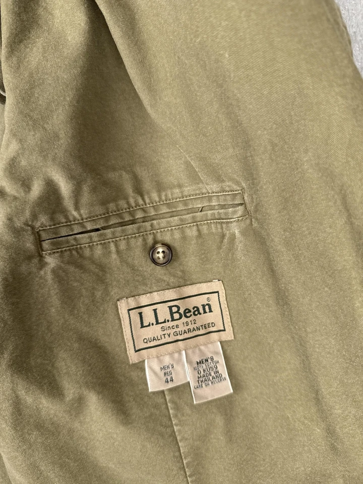 Blazer L.L.Bean Para Hombres 44R Verde Oliva Algodón Dos Botones Abrigo Deportivo No Estructurado Foto 4 de 4