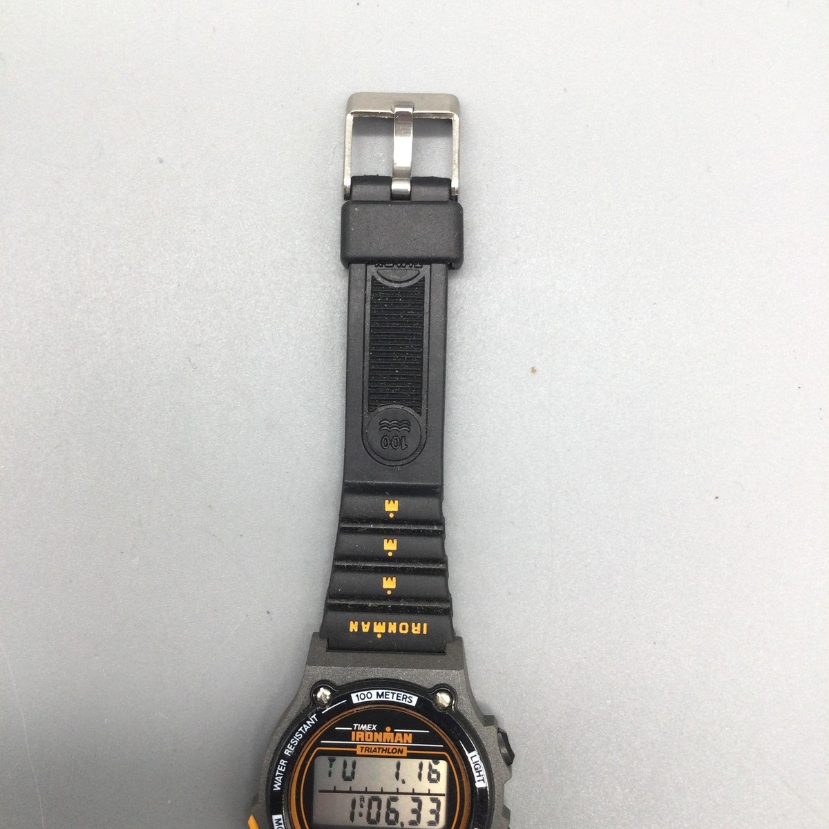 Vintage Timex Ironman Triathlon Mens Watch 28mm Gray Digital Black