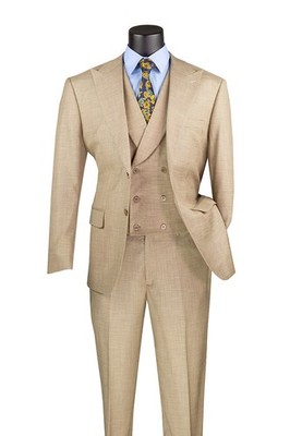 Vinci Men's Modern Fit 3-Piece Suit with Adjustable Waist Band Pants