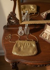 Vintage 80's Purse Gold METAL MESH Evening Bag Chain Strap Metallic Clutch