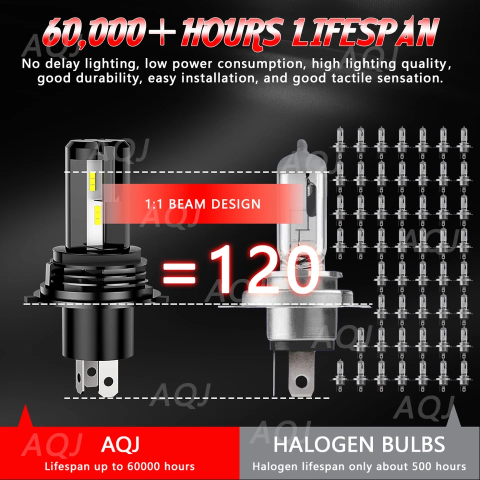 Combo 4x LED Headlight + Fog Light Bulbs Kit 6000K For Chevrolet Aveo 2004-2009 - Image 3 of 4