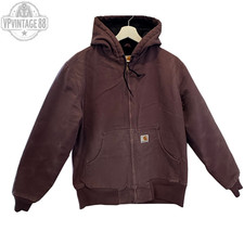 Vintage Carhartt Women's Purple Plum Canvas Hooded Bomber Jacket WJ130 DPM