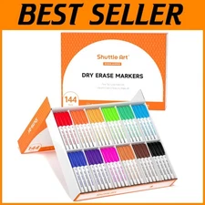 12 Colors Fine Tip Dry Erase Markers, 144 Pack