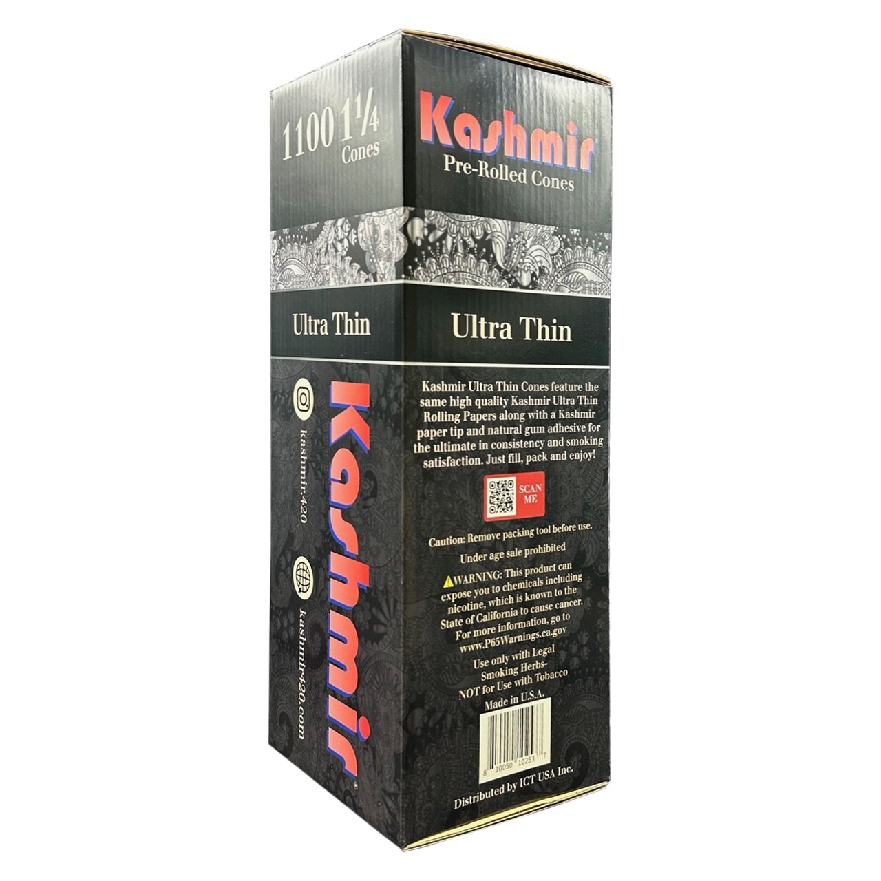Kashmir Pre Rolled Cones 1-1/4 Bulk Pack Ultra-thin Rolling Paper Cones: 1100 Ct