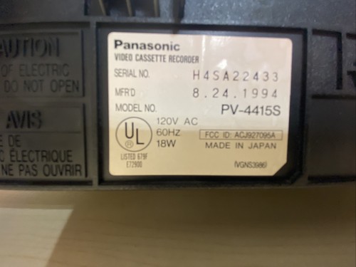 Panasonic PV-4415S Omnivision VHS VCR 4 cabezales con cables limpios y probados - Imagen 9 de 12