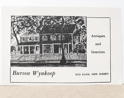 1953 Red Bank New Jersey Burson Wynkoop Antiques & Interiors Photo Print AD