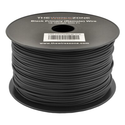 Black 18 Gauge AWG 500ft Copper Clad Aluminum Stranded Primary Remote Wire Cable