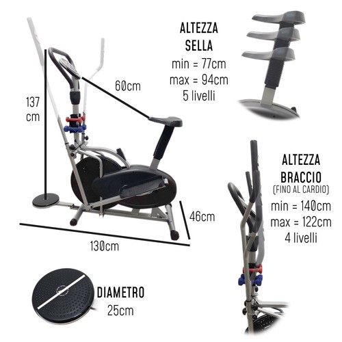 CYCLETTE ELLITTICA BICICLETTA DA CAMERA RICONDIZIONATA HOME TRAINER ALLENAMENTO - Afbeelding 7 van 7