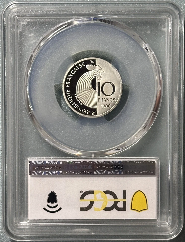 Francia 1986 100 Francos 100 Nacimiento Robert Schuman Plata PCGS Prueba 69 DCAM 7/0 Foto 2 de 2