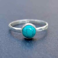 925 Sterling Silver Natural Turquoise Ring Gemstone Women Jewelry For Her B 94