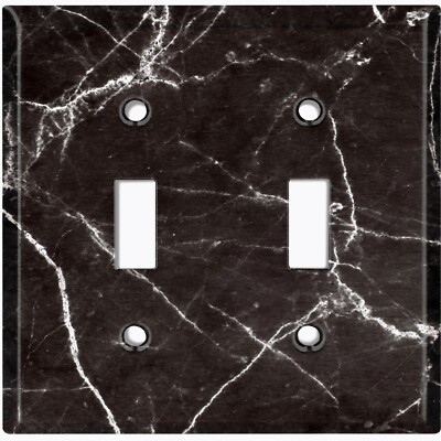 Metal Light Switch Cover Wall Plate Kitchen Marble Black Pattern Tile MAR001
