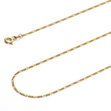 Wellingsale 14k Yellow Gold 1.9mm Figaro 3+1 Hollow Chain Necklace