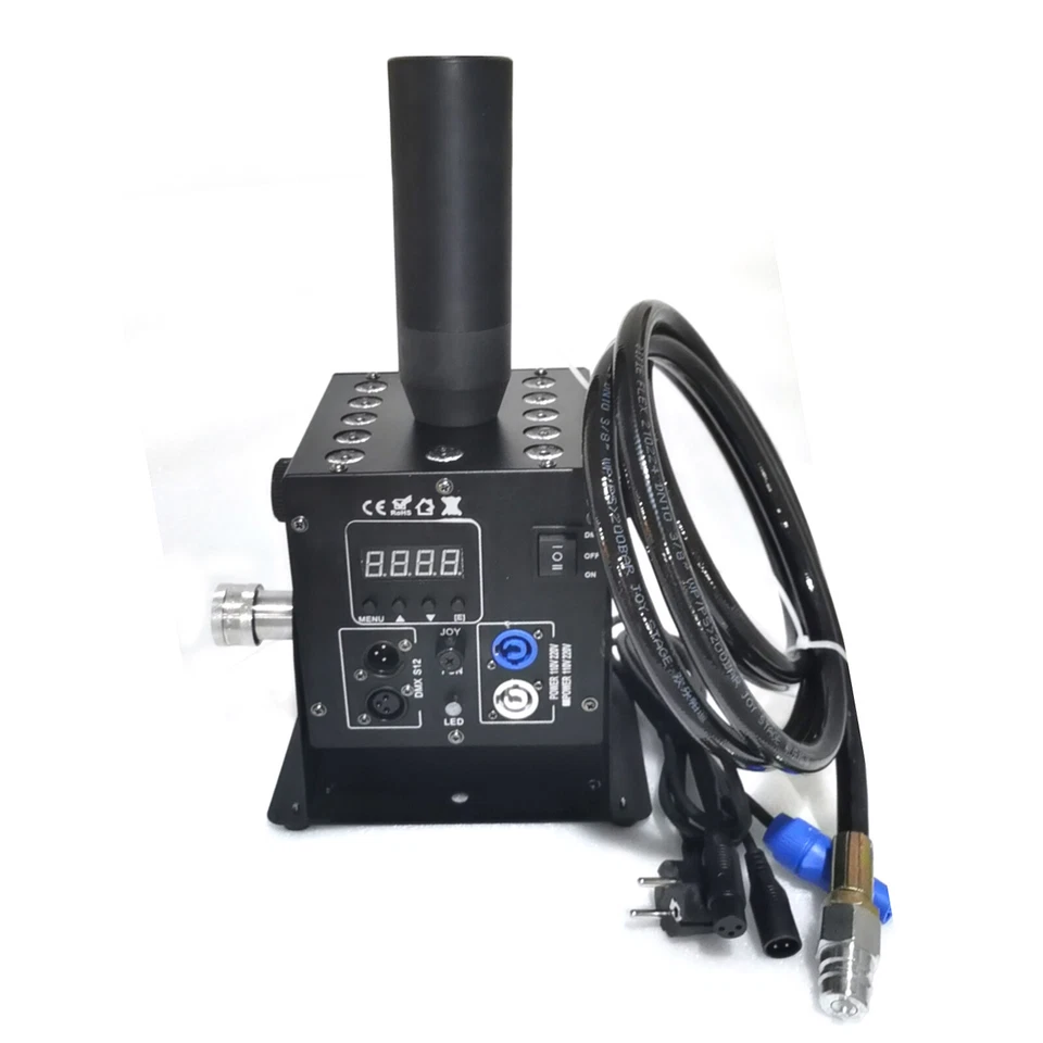 Paquete de 2 máquinas de humo a chorro LED CO2 y manguera de 6 m cañón de CO2 DMX Blaster DJ disco escenario Foto 3 de 4