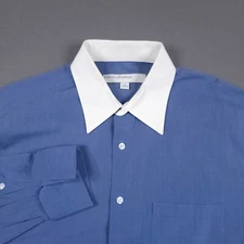 Perry Ellis Portfolio Men's Sky Blue White Collar Dress Shirt Blue Size 16-32/33