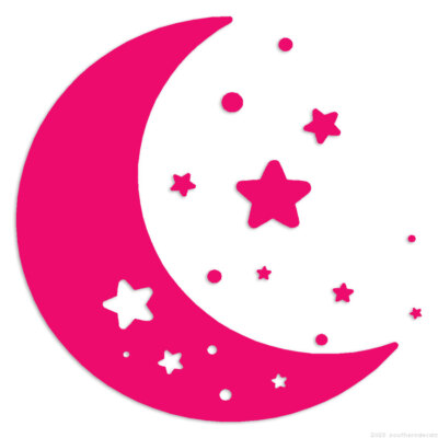 Stars And Moon - Decal Sticker - Multiple Colors & Sizes - ebn6474