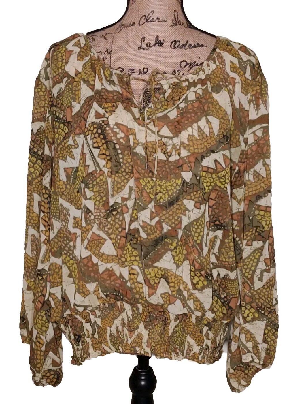 Ruby Rd. - Unique Abstract Pattern Green Blouson … - image 1