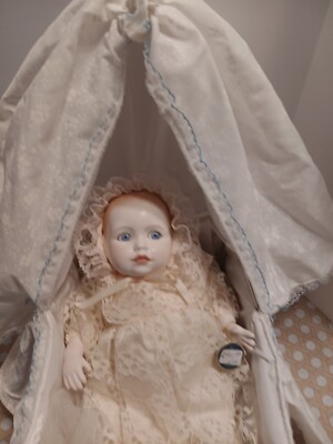 1982 Prince William Baby Doll Royal Doulton Christening gown and bassinet