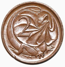 Australia 1980  2 cents  Frill necked lizard  Foreign Coin 21.6mm